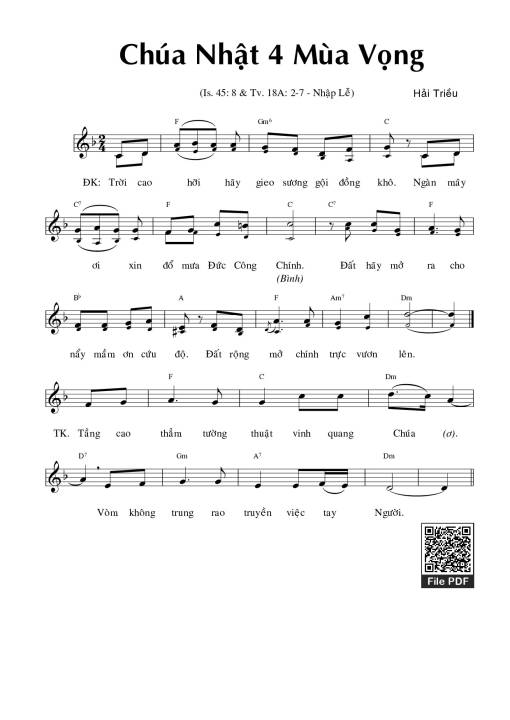 Thánh Vịnh 18, Ca Nhập Lễ Chúa Nhật 4 Mùa Vọng