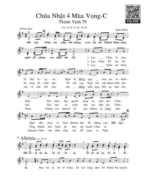 Thánh Vịnh 79, Chúa Nhật 4C Mùa Vọng
