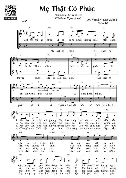 Sheet nhạc PDF bài Mẹ Thật Có Phúc