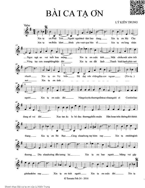 Bài ca tạ ơn - Lý Kiến Trung