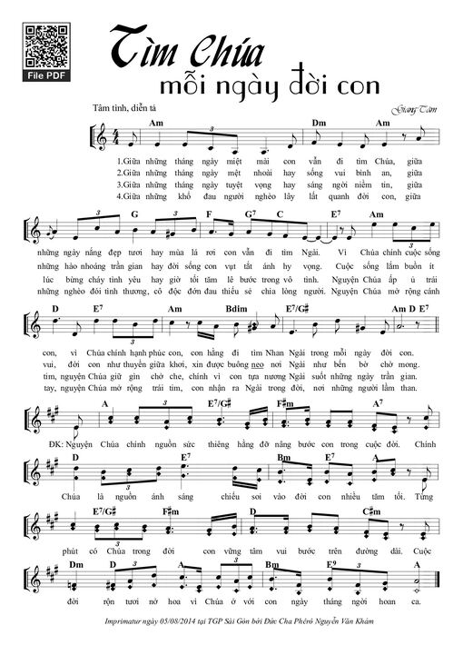 Sheet nhạc PDF bài Tìm Chúa Mỗi Ngày Đời Con