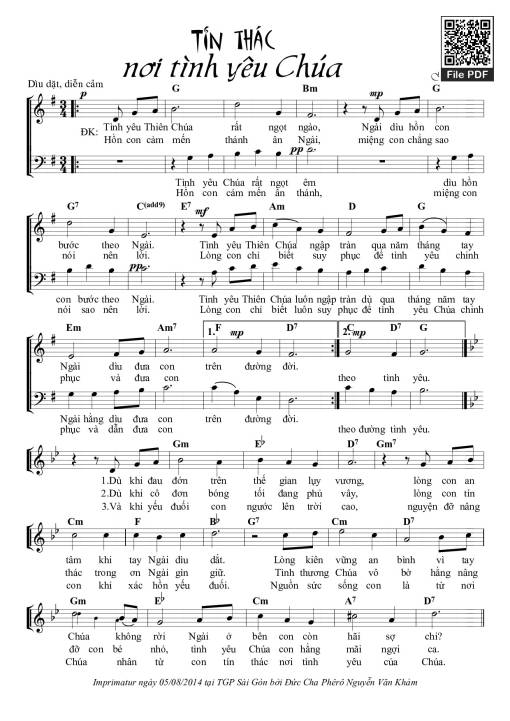 Sheet nhạc PDF bài Tín Thác Nơi Tình Yêu Chúa
