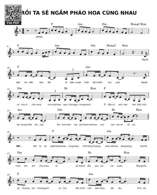 Sheet nhạc PDF bài Rồi ta sẽ ngắm pháo hoa cùng nhau
