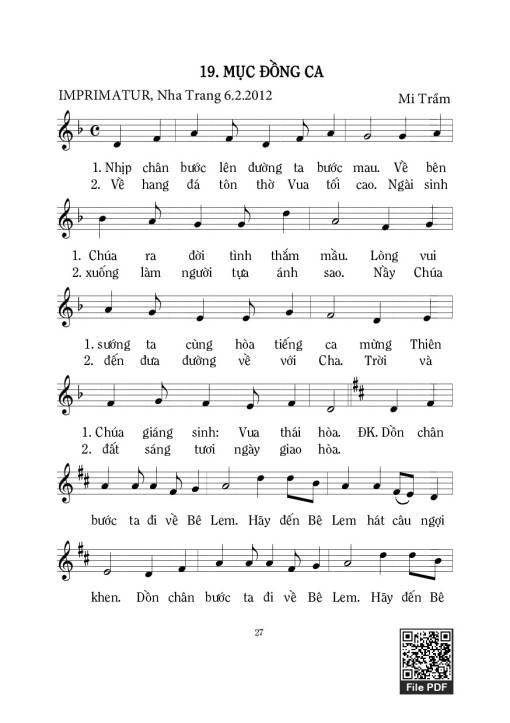 Sheet nhạc PDF bài Mục Đồng Ca