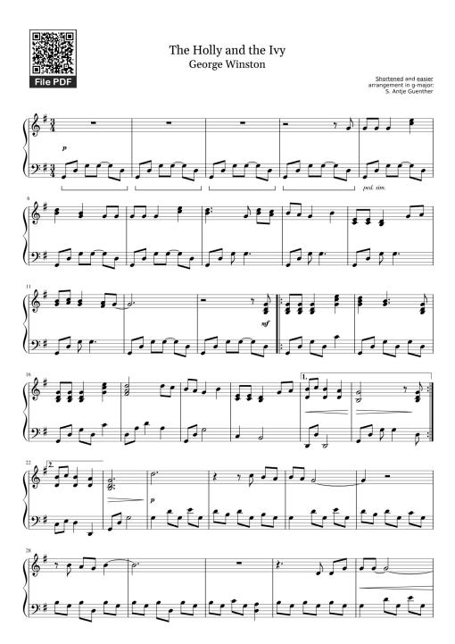 The Holly and the Ivy George Winston
 Sheet Piano