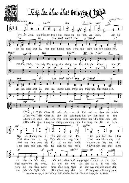 Sheet nhạc PDF bài Thắp Lên Khao Khát Tình Yêu Chúa