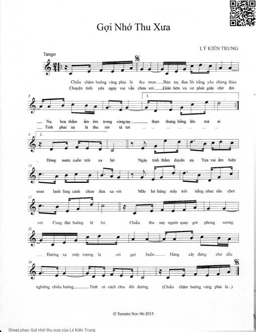 Sheet nhạc PDF bài Gợi nhớ thu xưa
