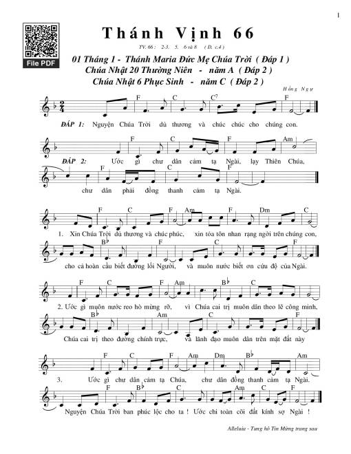 Sheet nhạc PDF bài Thánh Vịnh 66, Lễ Đức Maria Mẹ Thiên Chúa 01.01
