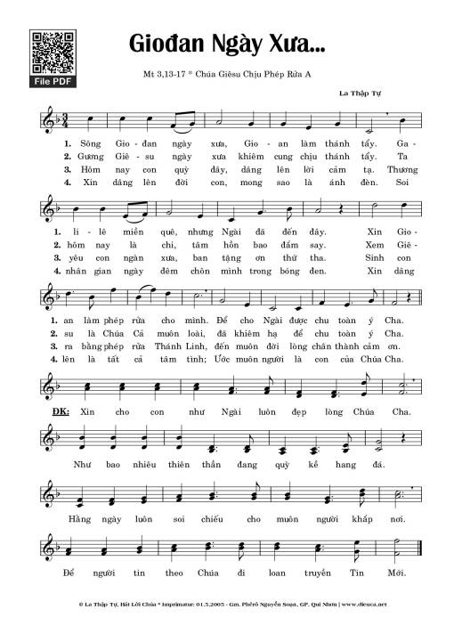 Sheet nhạc PDF bài Giodan Ngày Xưa