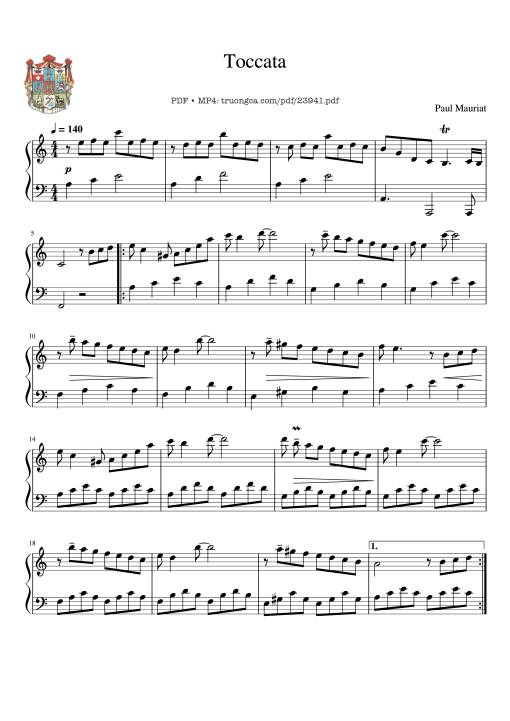 Toccata P. Mauriat ease Sheet Piano
