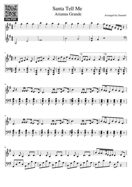 Sheet nhạc PDF bài Santa Tell Me Arianna Grande Sheet Piano