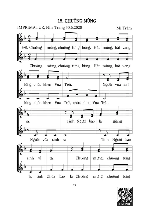 Sheet nhạc PDF bài Chuông Mừng 2