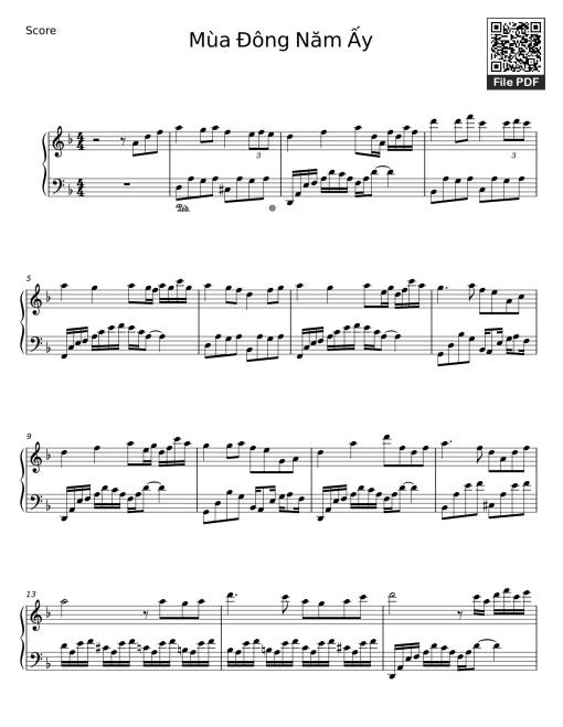 Mùa Đông Năm Ấy Sheet Piano