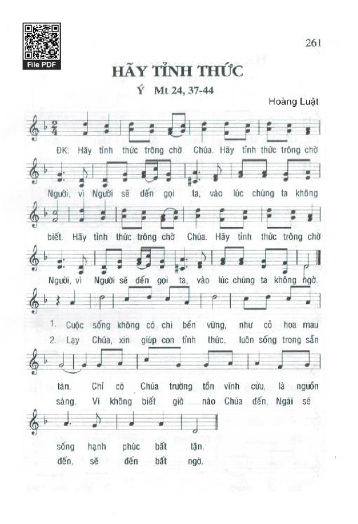 Sheet nhạc PDF bài Hãy Tỉnh Thức