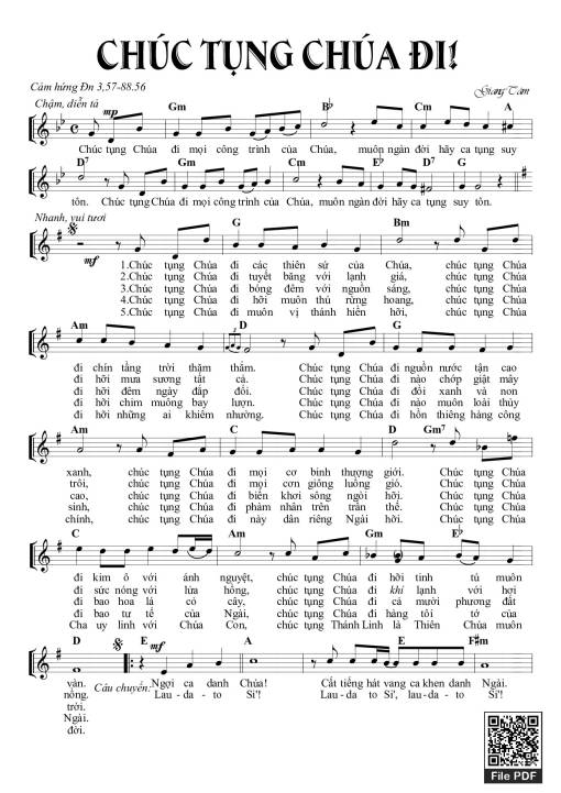 Sheet nhạc PDF bài Chúc Tụng Chúa Đi