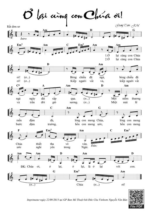 Sheet nhạc PDF bài Ở Lại Cùng Con Chúa Ơi