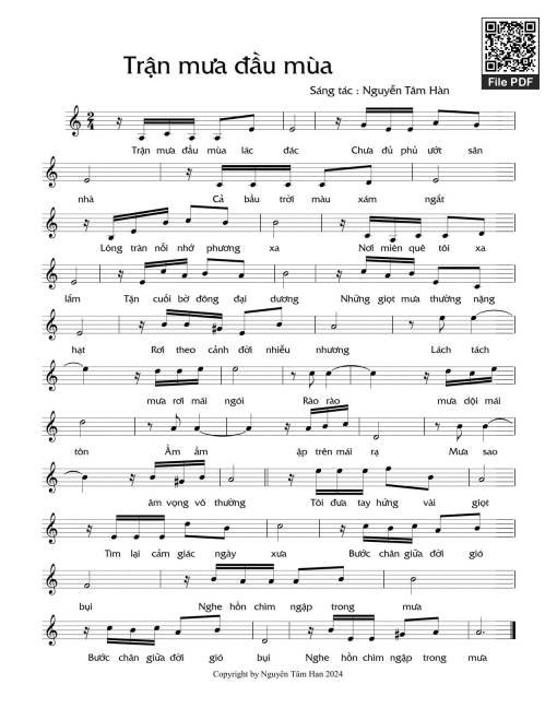 Sheet nhạc PDF bài Trận mưa đầu mùa
