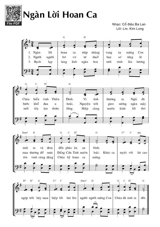 Sheet nhạc PDF bài Ngàn Lời Hoan Ca