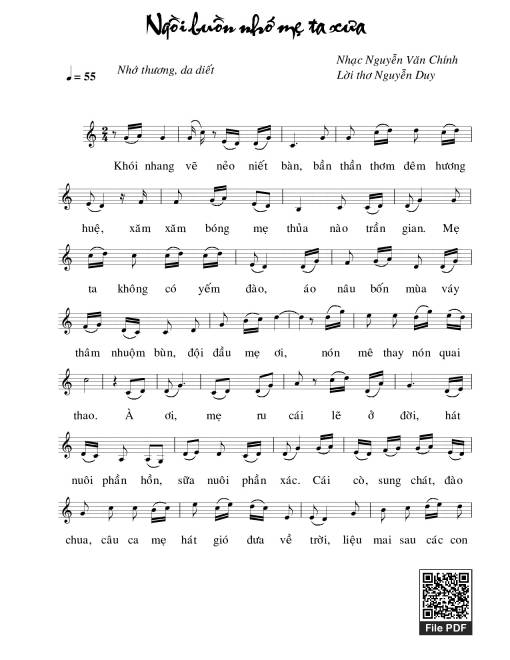 Ngồi buồn nhớ mẹ ta xưa