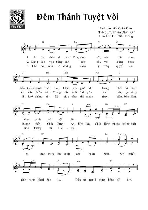 Sheet nhạc PDF bài Đêm Thánh Tuyệt Vời