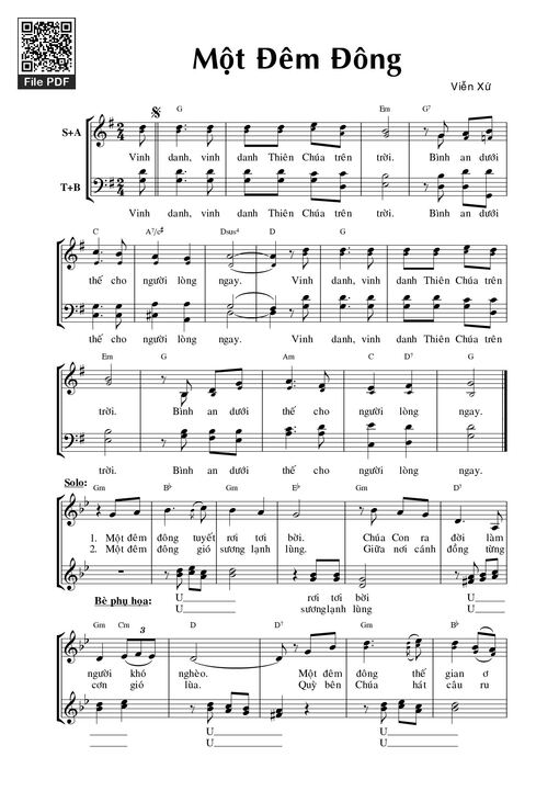 Sheet nhạc PDF bài Một Đêm Đông