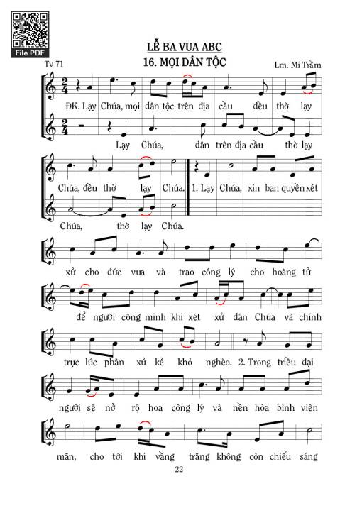 Sheet nhạc PDF bài Thánh Vịnh 71, Mọi Dân Tộc