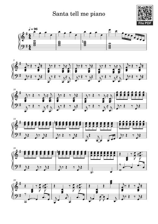 Sheet nhạc PDF bài Santa tell me piano