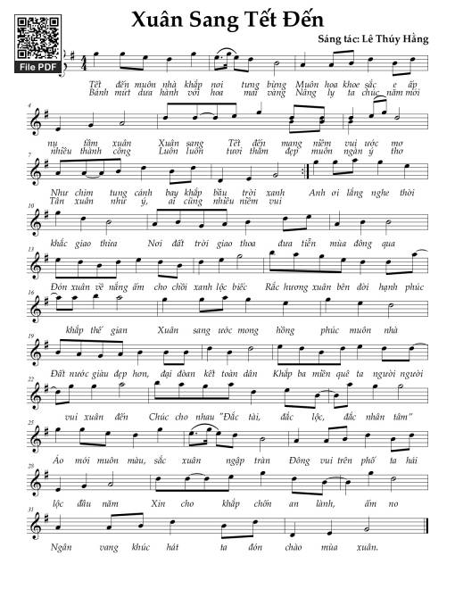 Sheet nhạc PDF bài Xuân sang tết đến