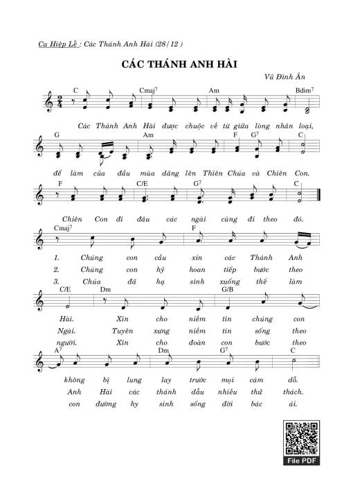 Sheet nhạc PDF bài Các Thánh Anh Hài
