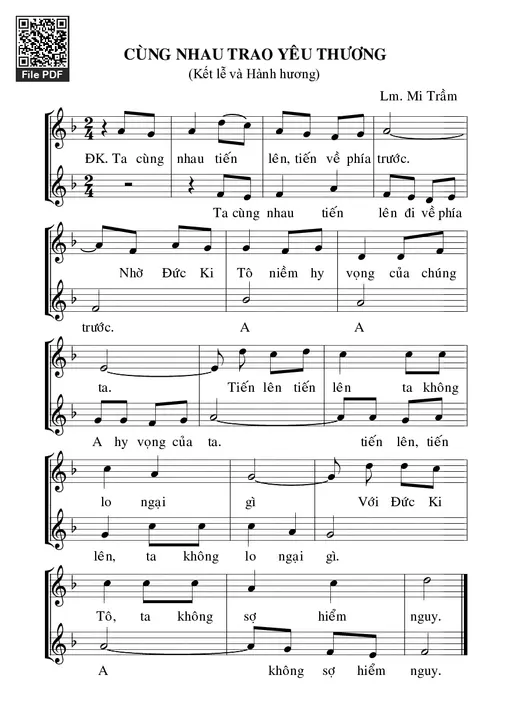 Sheet nhạc PDF bài Cùng Nhau Trao Yêu Thương