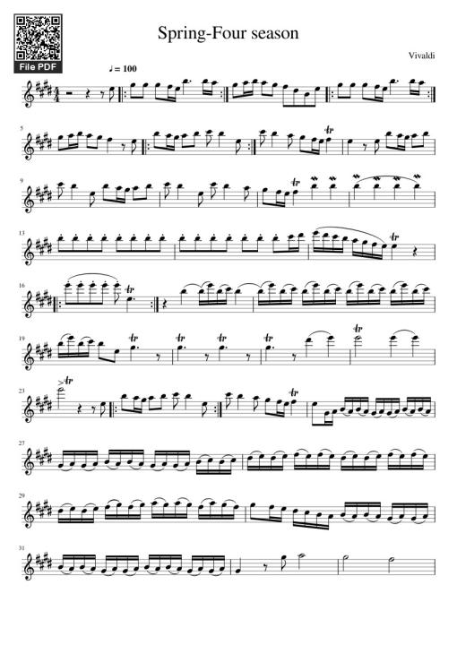 Spring-Four season Sheet Violin