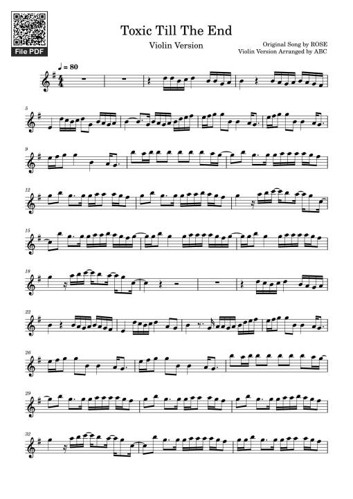 Sheet nhạc PDF bài Toxic Till The End Sheet Violin
