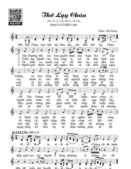 Sheet nhạc PDF bài Thánh Vịnh 71, Lễ Hiển Linh