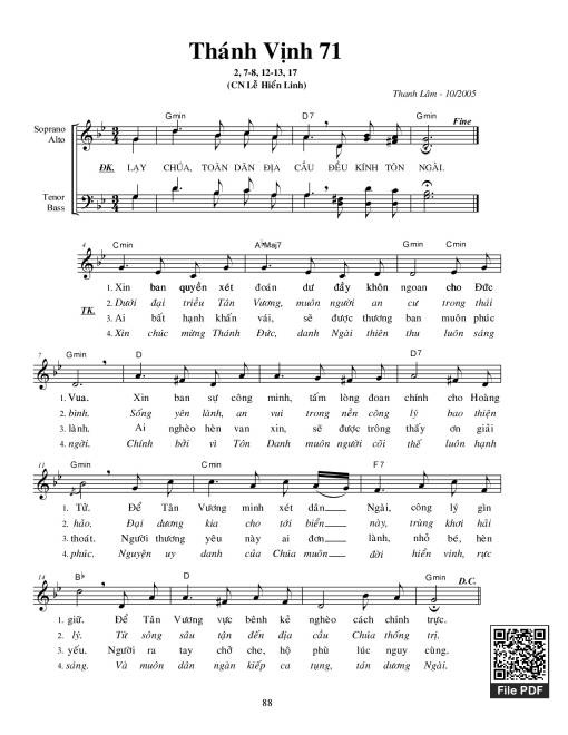 Sheet nhạc PDF bài Thánh Vịnh 71, Lễ Hiển Linh