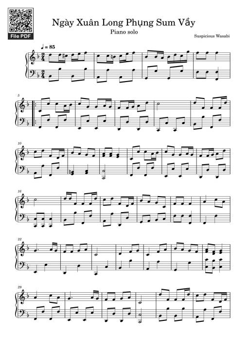 Ngày Xuân Long Phụng Sum Vầy Sheet Piano