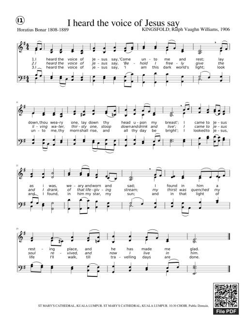 Sheet nhạc PDF bài I heard the voice of Jesus say (SATB)