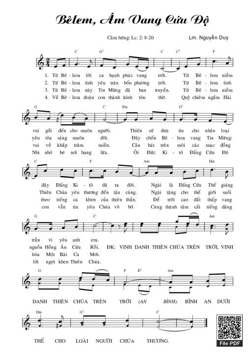 Sheet nhạc PDF bài Bêlem Âm Vang Cứu Độ