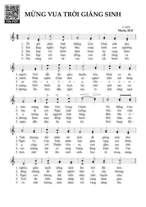 Sheet nhạc PDF bài Mừng Vua Trời Giáng Sinh