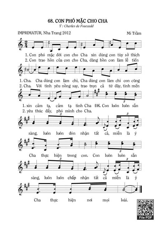 Sheet nhạc PDF bài Con Phó Mặc Cho Cha