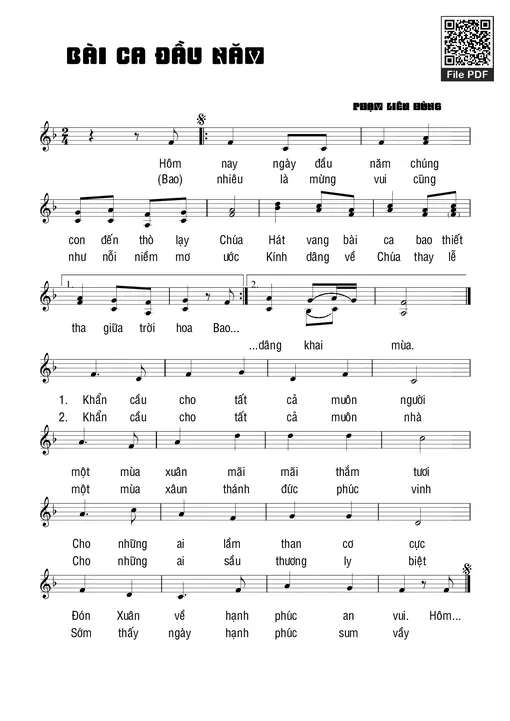 Sheet nhạc PDF bài Bài ca đầu năm
