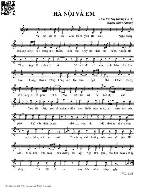 Sheet nhạc PDF bài Hà Nội và em