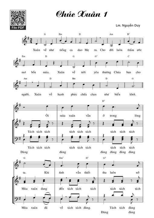 Sheet nhạc PDF bài Chúc xuân. 1 - Nguyễn Duy