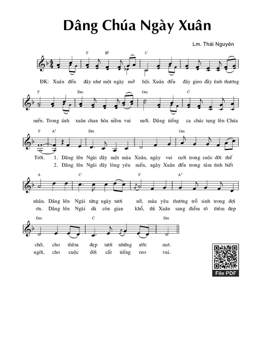 Sheet nhạc PDF bài Dâng Chúa ngày xuân