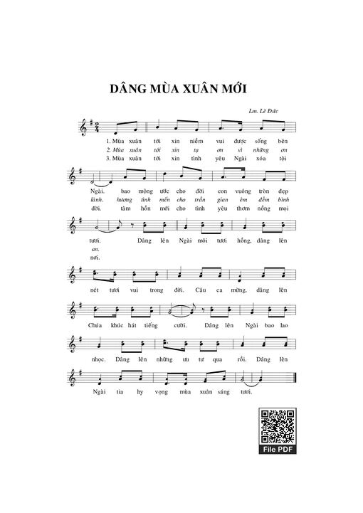 Sheet nhạc PDF bài Dâng mùa xuân mới