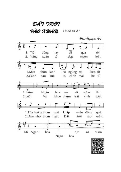 Sheet nhạc PDF bài Đất trời vào xuân