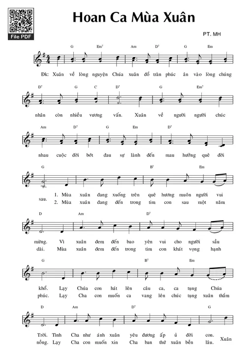 Sheet nhạc PDF bài Hoan ca mùa xuân