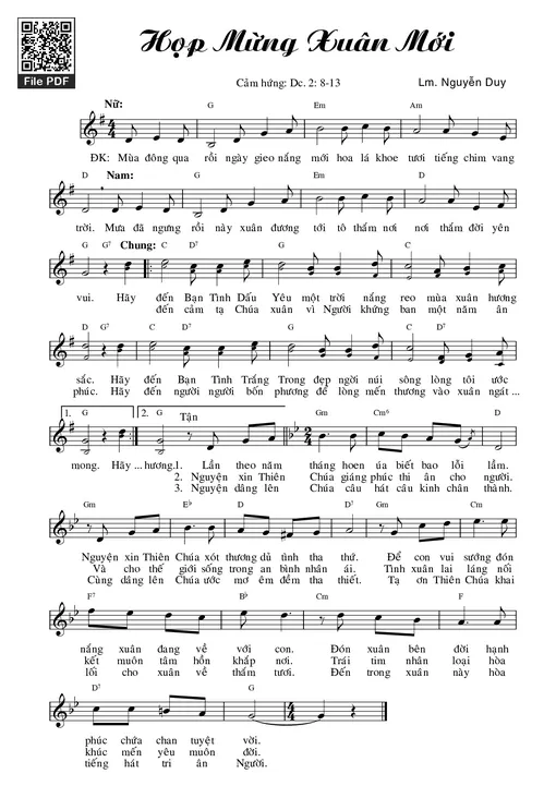 Sheet nhạc PDF bài Họp mừng xuân mới