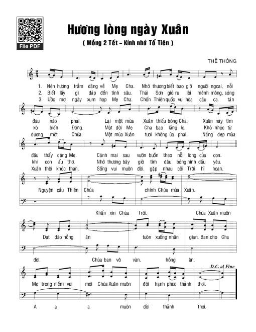 Sheet nhạc PDF bài Hương lòng ngày xuân
