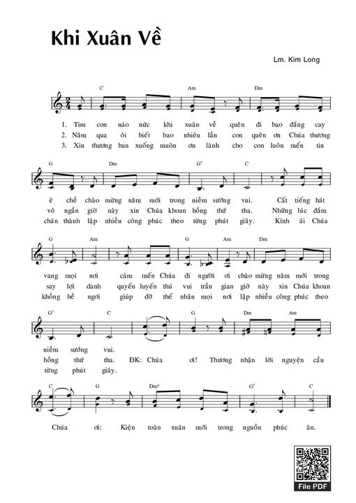 Sheet nhạc PDF bài Khi xuân về - Kim Long