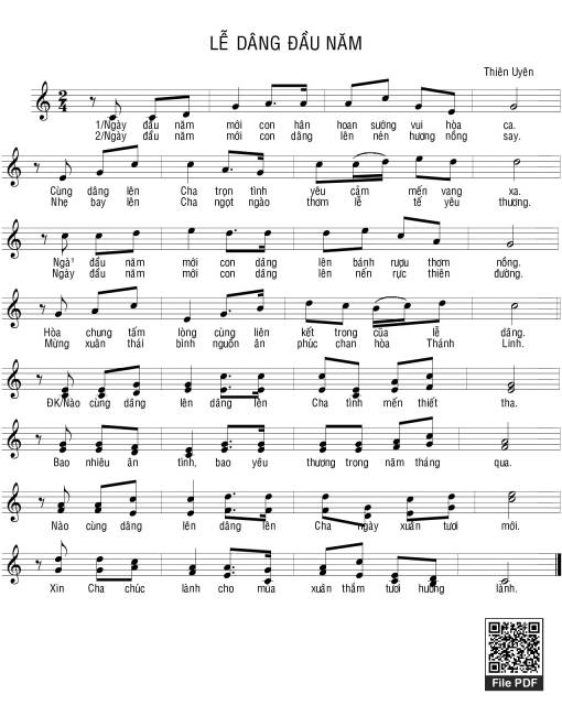 Sheet nhạc PDF bài Lễ dâng đầu năm